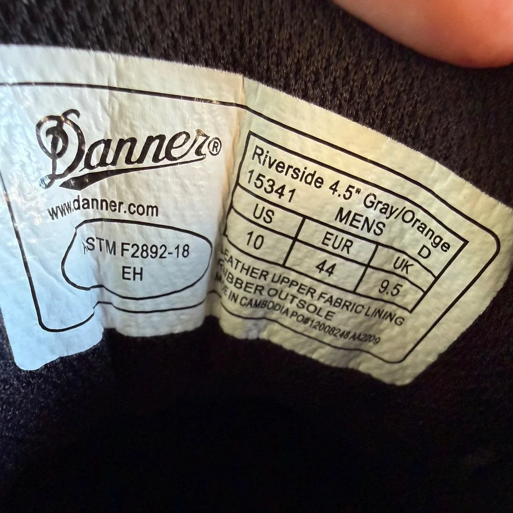 Danner Riverside 4.5 Gray Orange Mens Hiking Work Boots Size 10 D Gorpcore